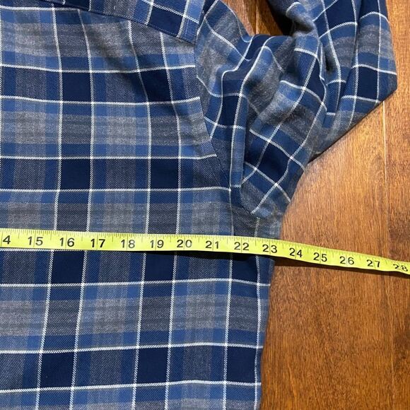 UNTUCKit Casual Fit Button Front Plaid Navy Blue Cotton Shirt Men's Size Large - Picture 9 of 10